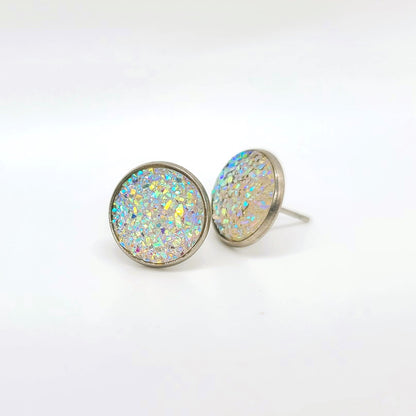Handcrafted Iridescent Druzy - Post Earrings, multiple colors