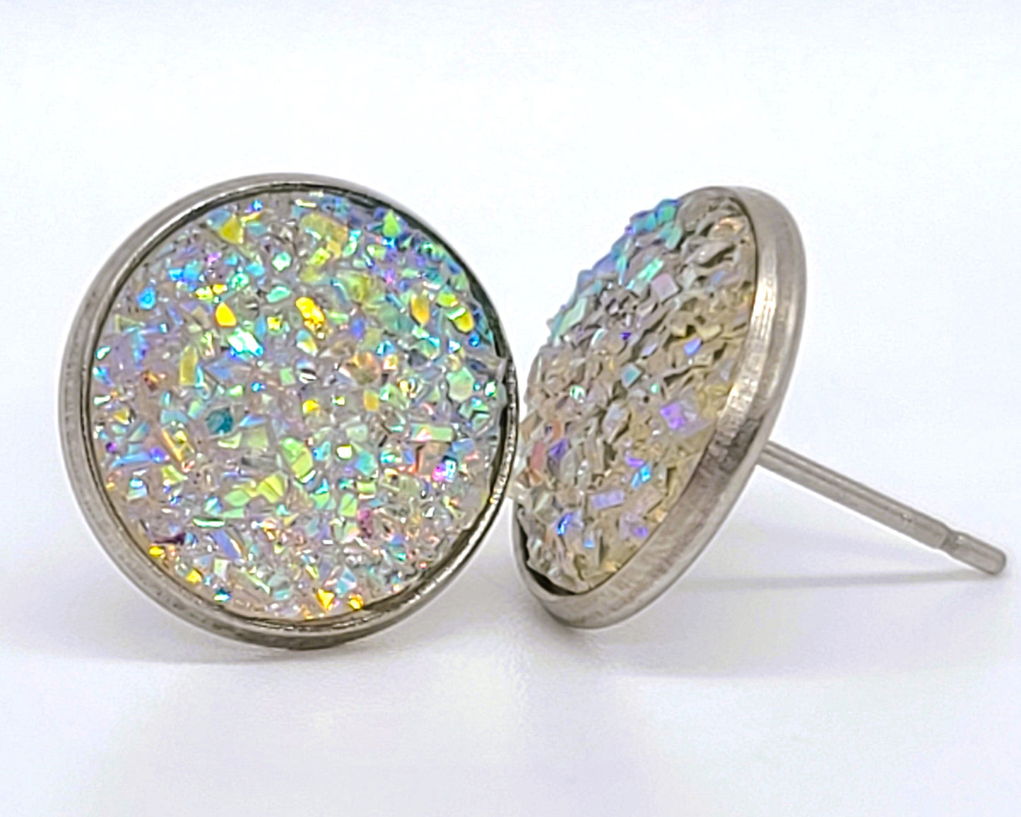 Handcrafted Iridescent Druzy - Post Earrings, multiple colors