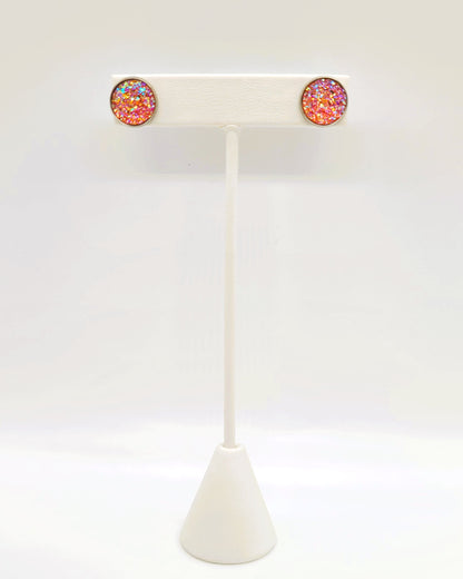 Handcrafted Iridescent Druzy - Post Earrings, multiple colors