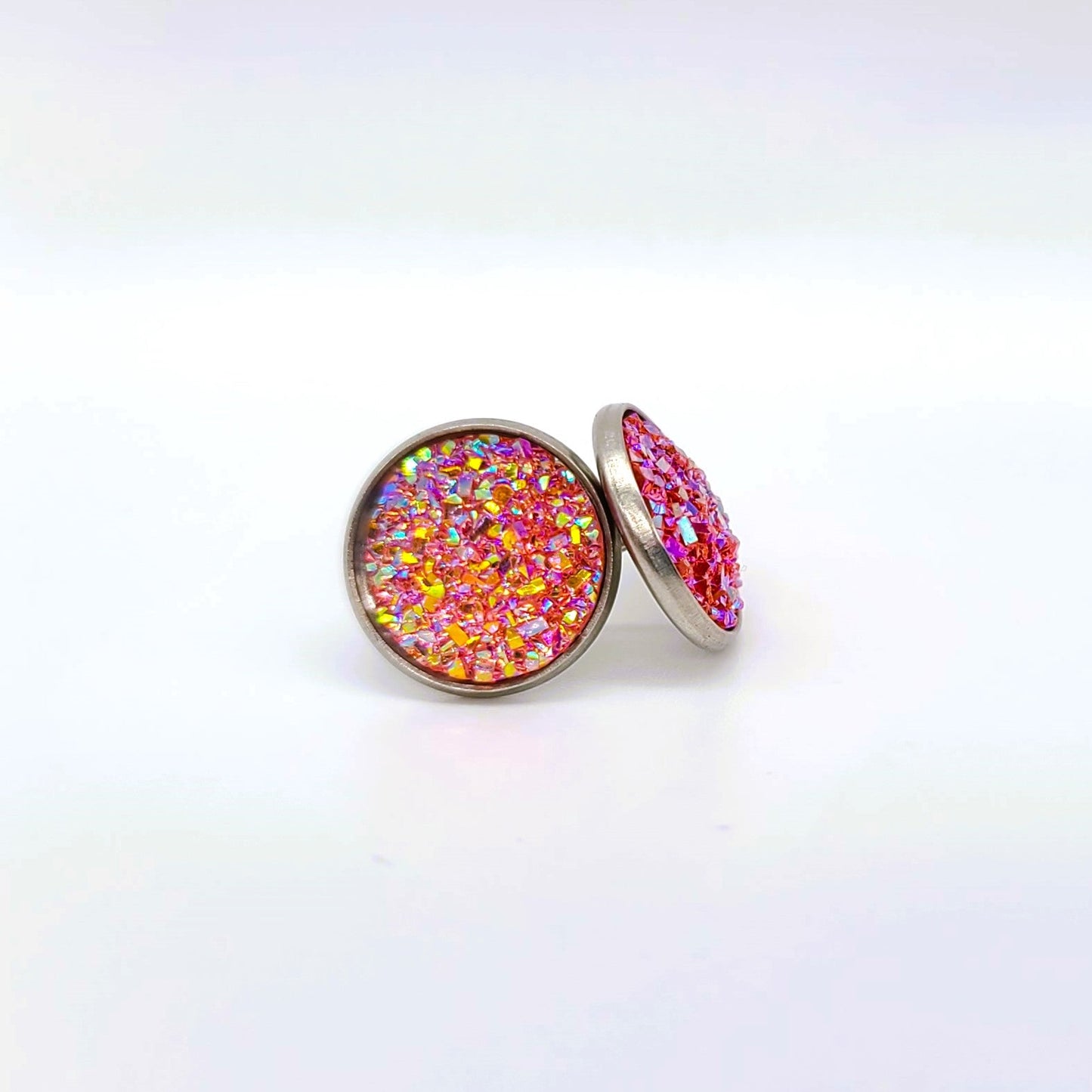 Handcrafted Iridescent Druzy - Post Earrings, multiple colors