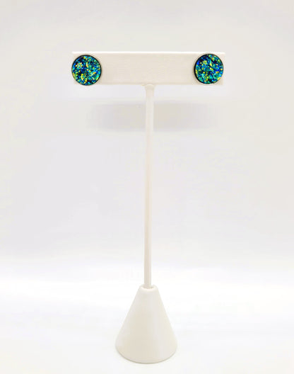 Handcrafted Iridescent Druzy - Post Earrings, multiple colors
