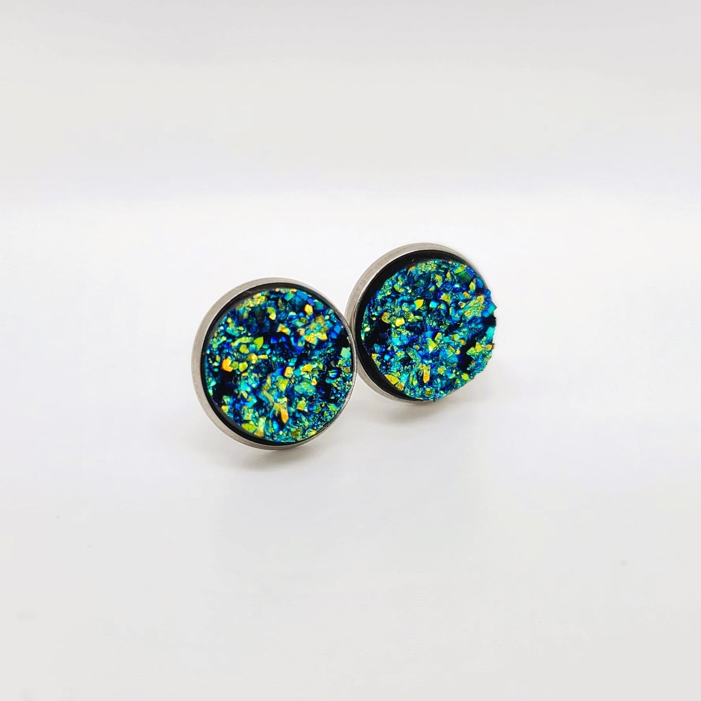 Handcrafted Iridescent Druzy - Post Earrings, multiple colors