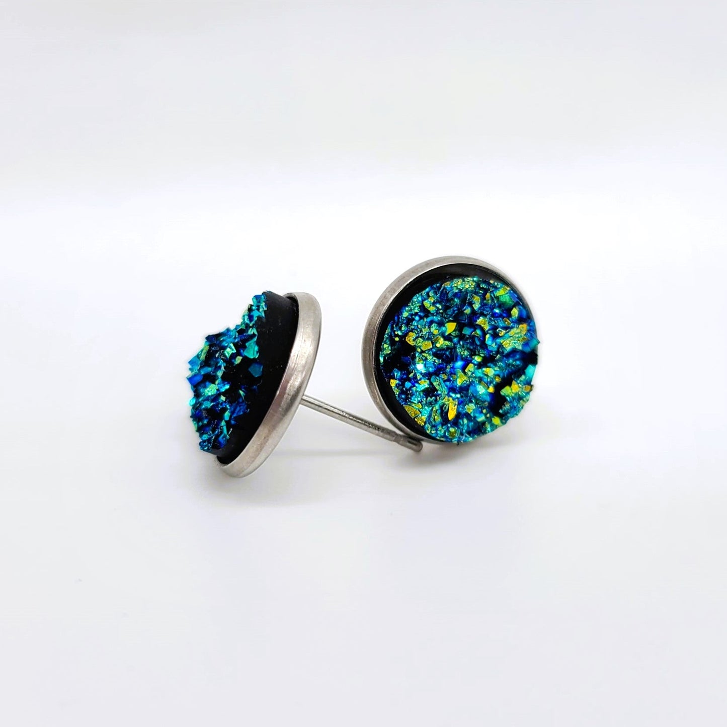 Handcrafted Iridescent Druzy - Post Earrings, multiple colors