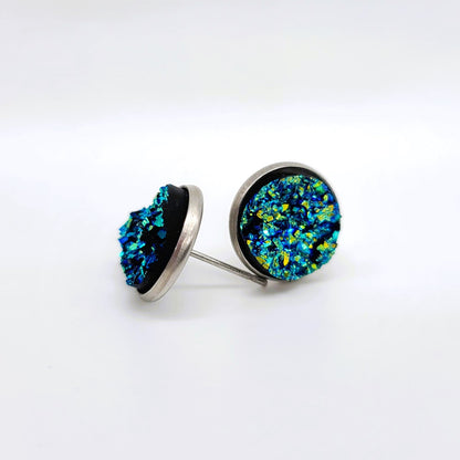 Handcrafted Iridescent Druzy - Post Earrings, multiple colors