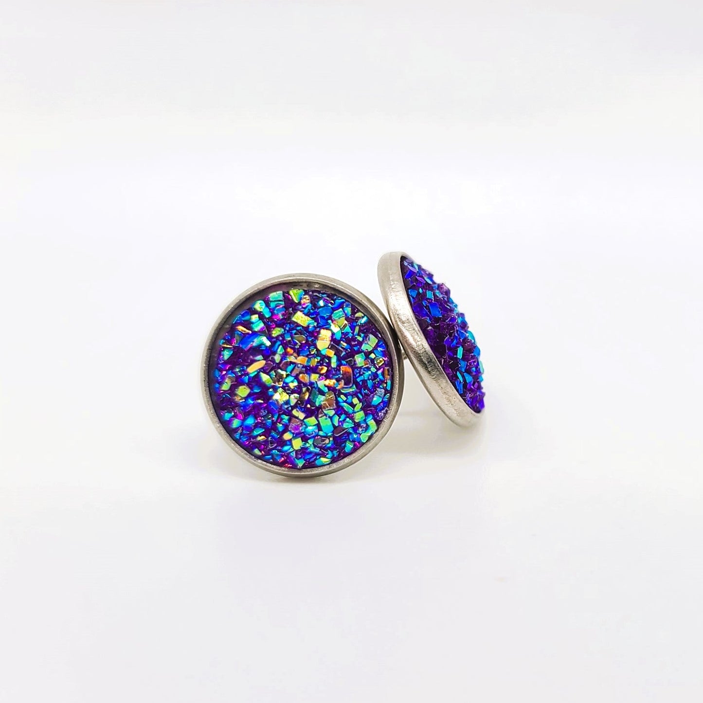 Handcrafted Iridescent Druzy - Post Earrings, multiple colors