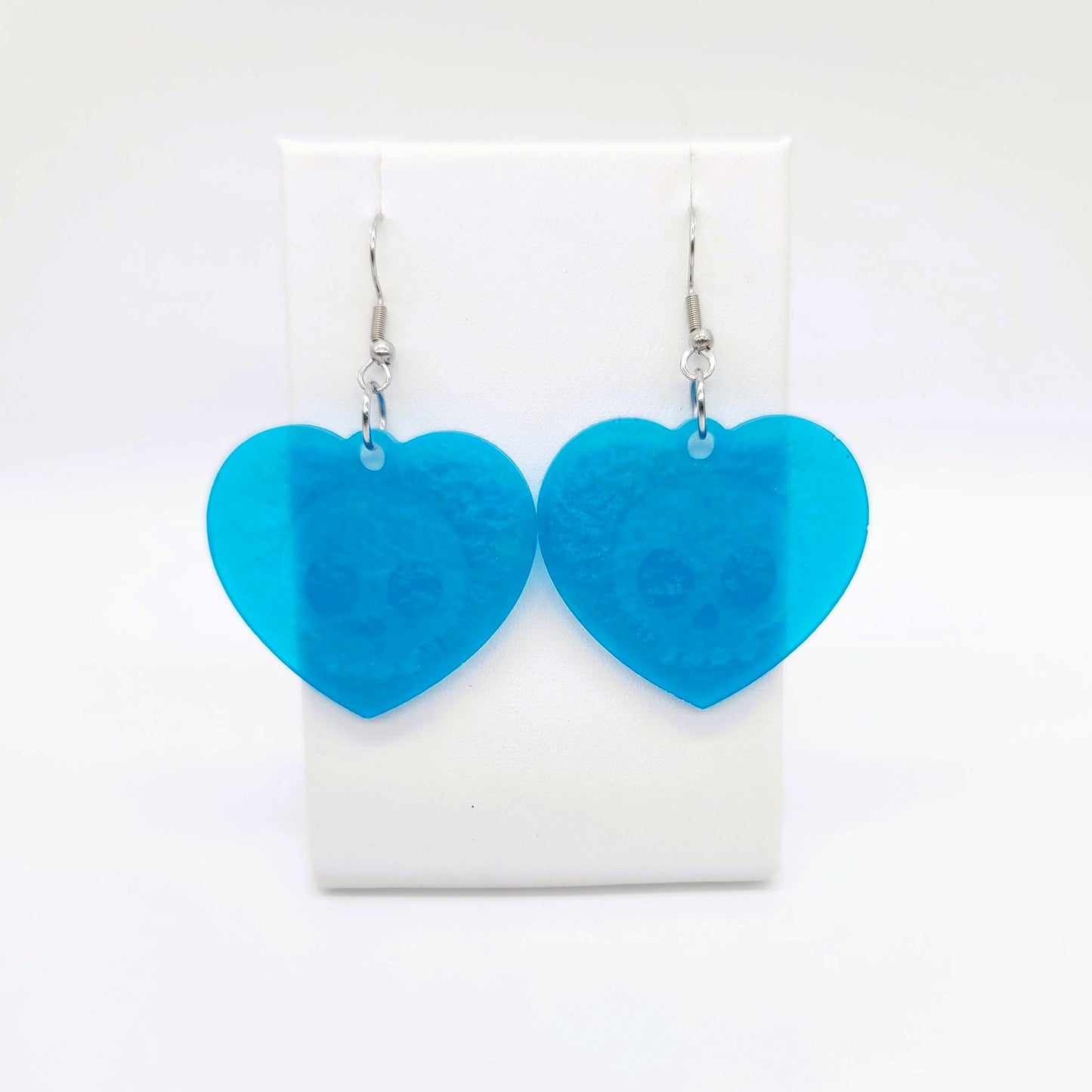 Holographic Skull Heart Shaped Earrings