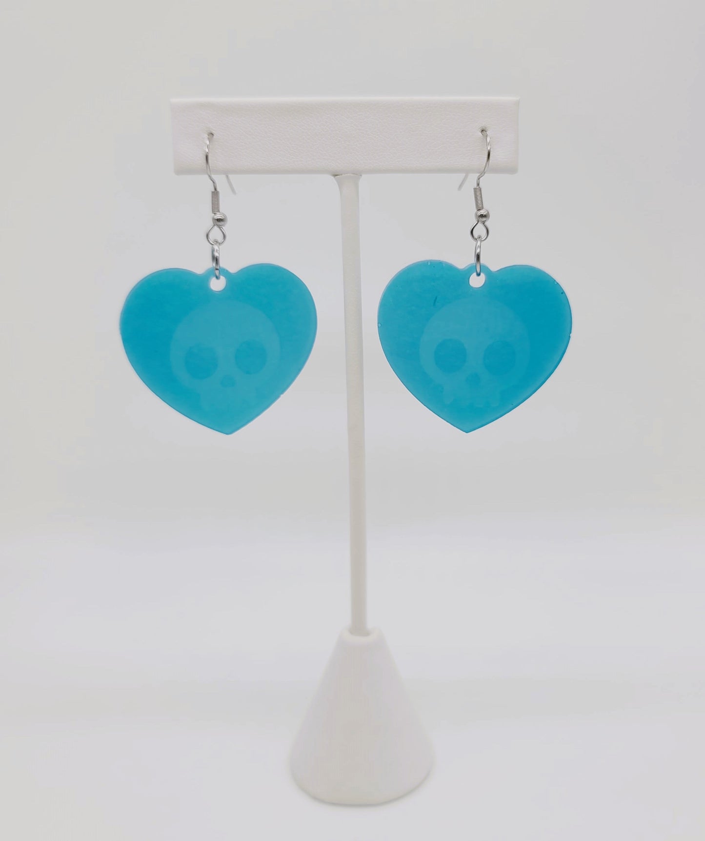 Holographic Skull Heart Shaped Earrings