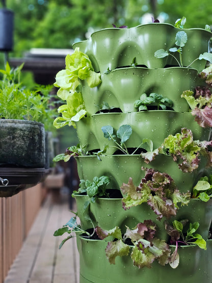 Garden Tower 2™ Vertical Garden Planter – 50 Plant Composting Tower for Organic Gardening | Balcony & Patio Planter – Succulent Sage