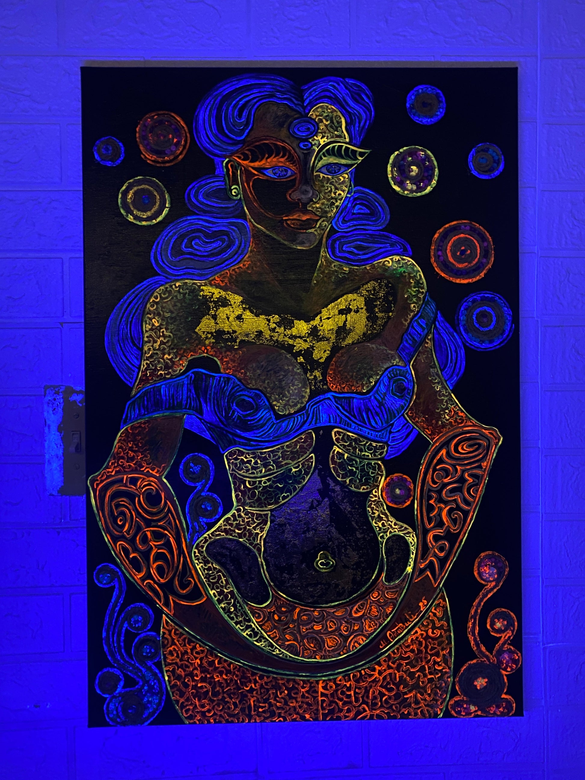 Hidden Message - UV Reactive Mixed Media Art – Abstract