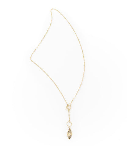 Ruchi Crescent Moon Charm Dainty Drop Lariat Necklace