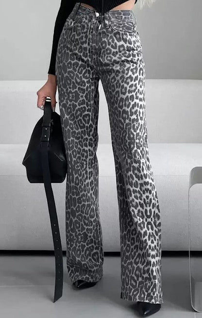 Leopard print high waist pants