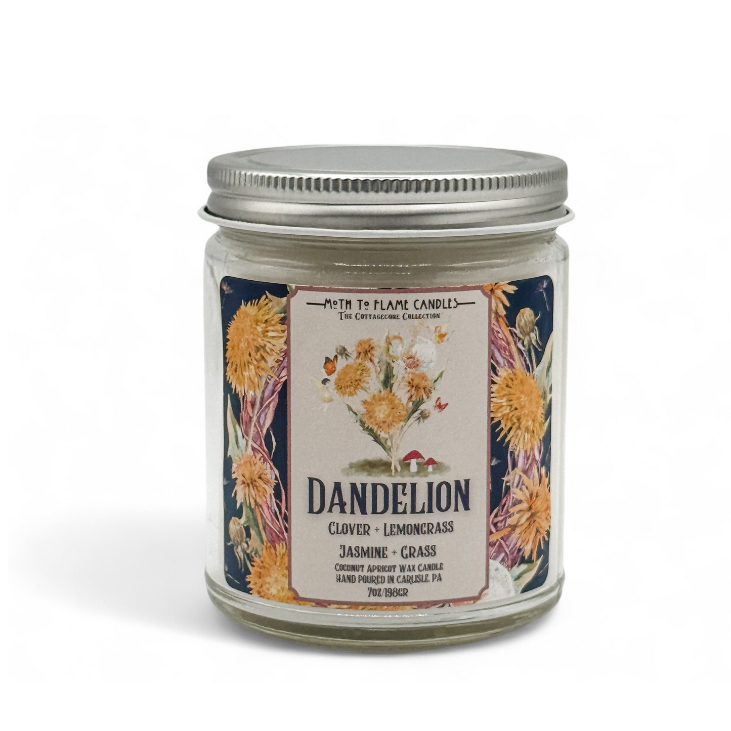 Dandelion – 7 oz - Cardamom, Clover, Geranium, Lemongrass, Jasmine – Container