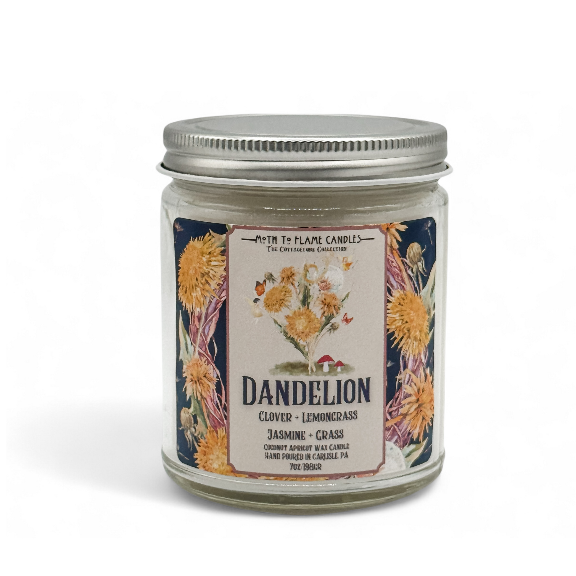Dandelion – 7 oz - Cardamom, Clover, Geranium, Lemongrass, Jasmine – Container