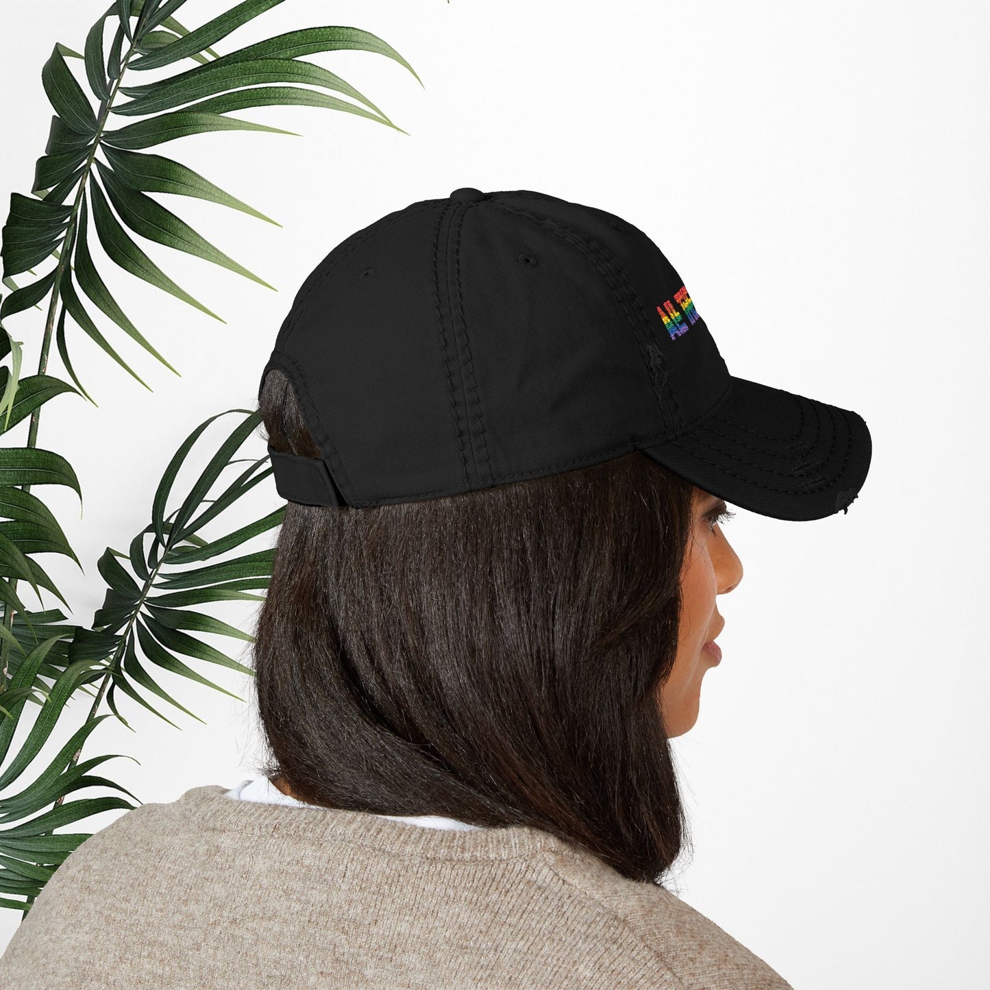 Bespattered Facade "All the Colors" Rainbow Embroidered Distressed Dad Hat