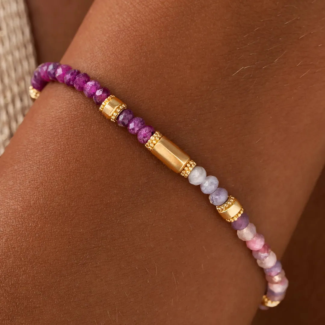 Heartline Harmony Ruby & Pink Tourmaline Drawstring Bracelet – Bracelets - Womens