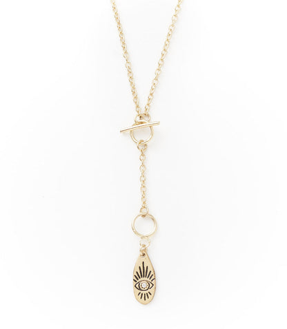 Ruchi Evil Eye Charm Dainty Drop Lariat Necklace