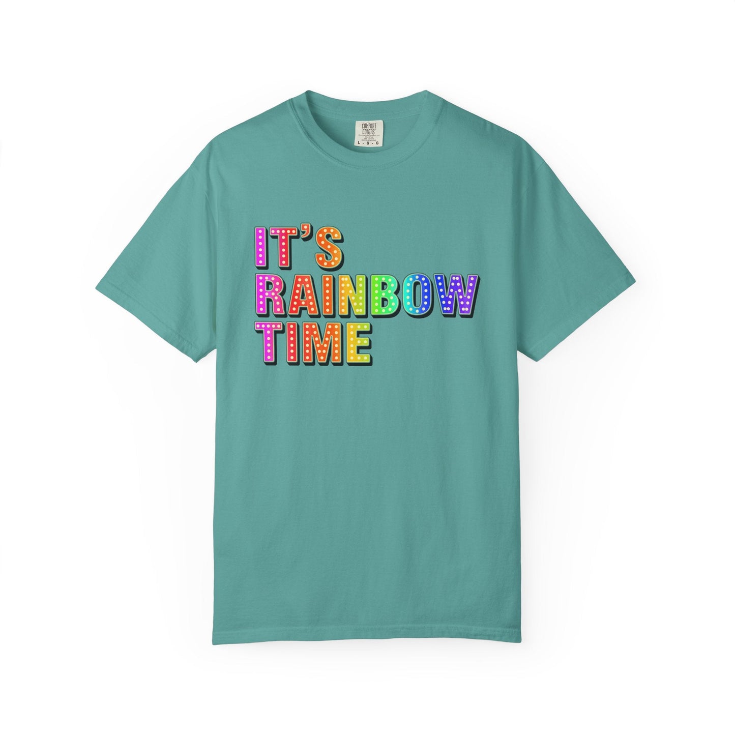 Bespattered Facade It's Rainbow Time Marquee Premium Unisex Comfort Colors Garment Dyed 100% Cotton T-Shirt