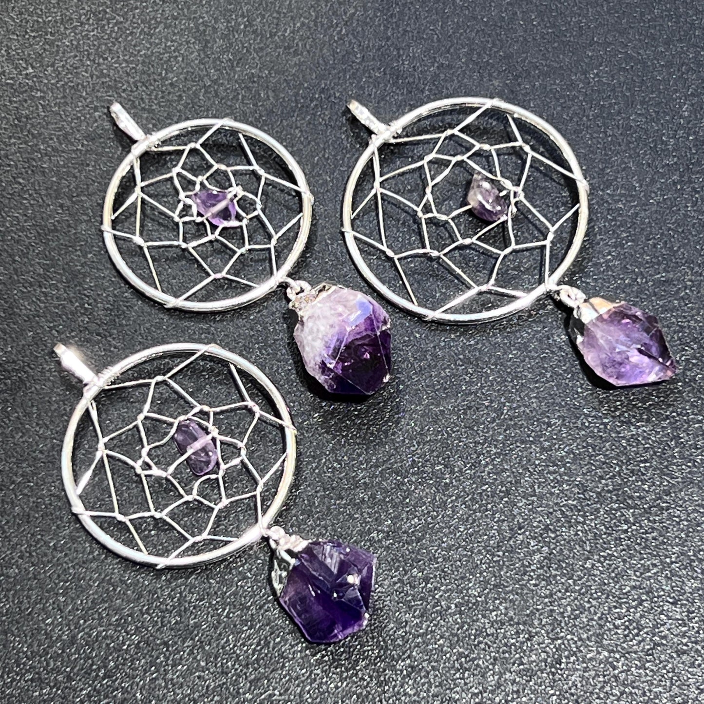 Dreamcatcher Pendant (Amethyst) (Silver Plated)