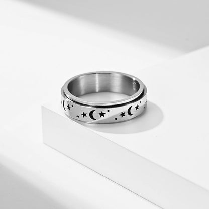 SPINNING MOON & STAR RING –