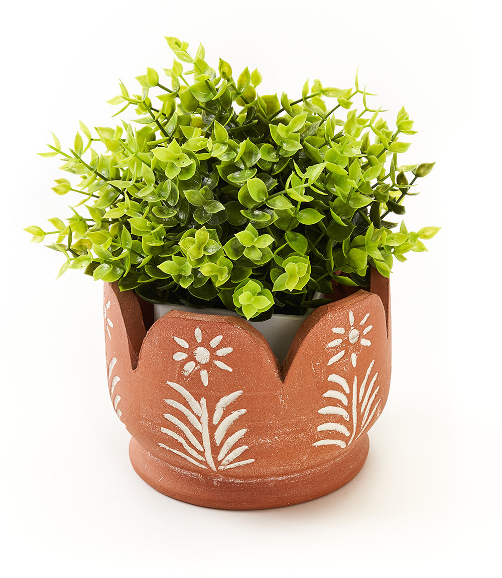Vasanta Petals Planter with Drainage - Terracotta – Garden