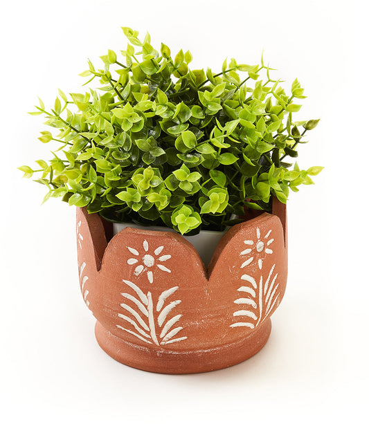 Vasanta Petals Planter with Drainage - Terracotta – Garden