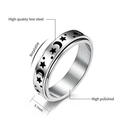 SPINNING MOON & STAR RING –