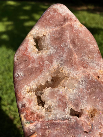 Pink Amethyst High Quality Slab on Stand – Rare Crystal Display Piece –