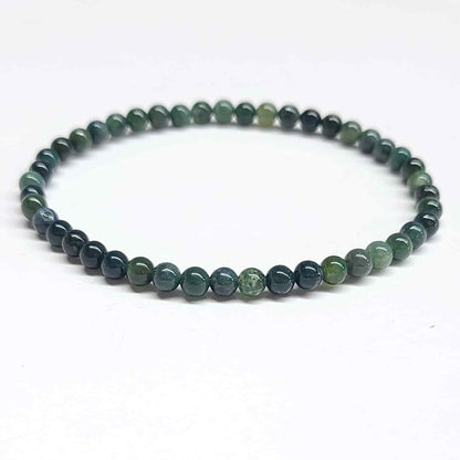 Moss Agate Round Bead Bracelet - Nature Renewal