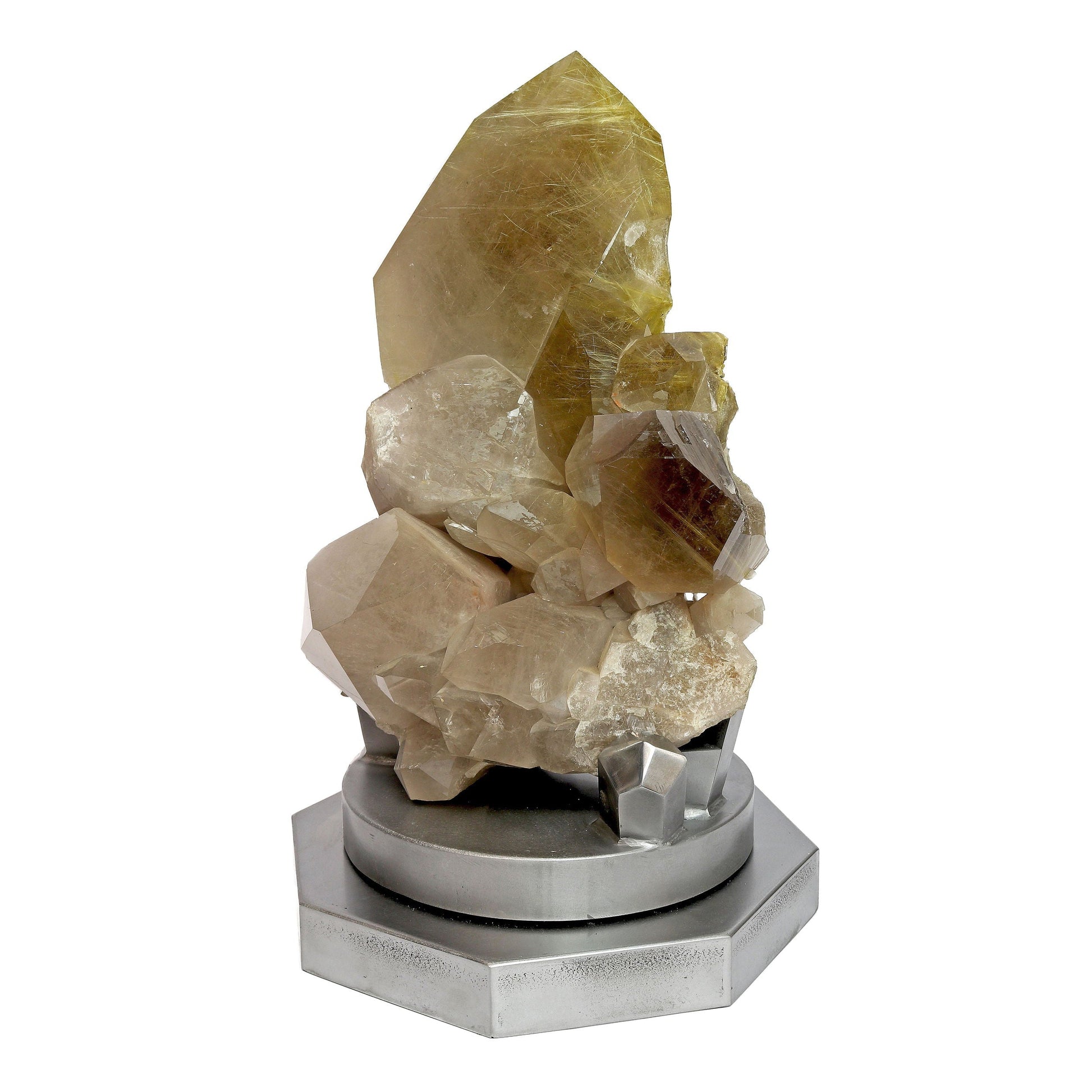 Rutile Quartz Cluster on Rotating Stand - Natural Crystal Decor – Crystal Decor