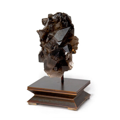 Smoky Quartz Cluster on Custom Metal Stand – Unique Crystal Display Piece –