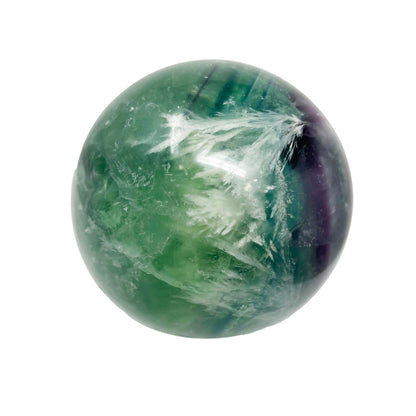 Flower Rainbow Fluorite Sphere with Lucite Stand – Rare Crystal Decor & Gift –
