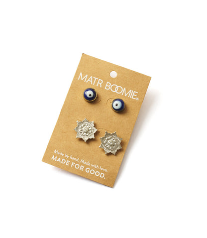 Evil Eye Charm Stud Earrings - Set of 2 – Earrings