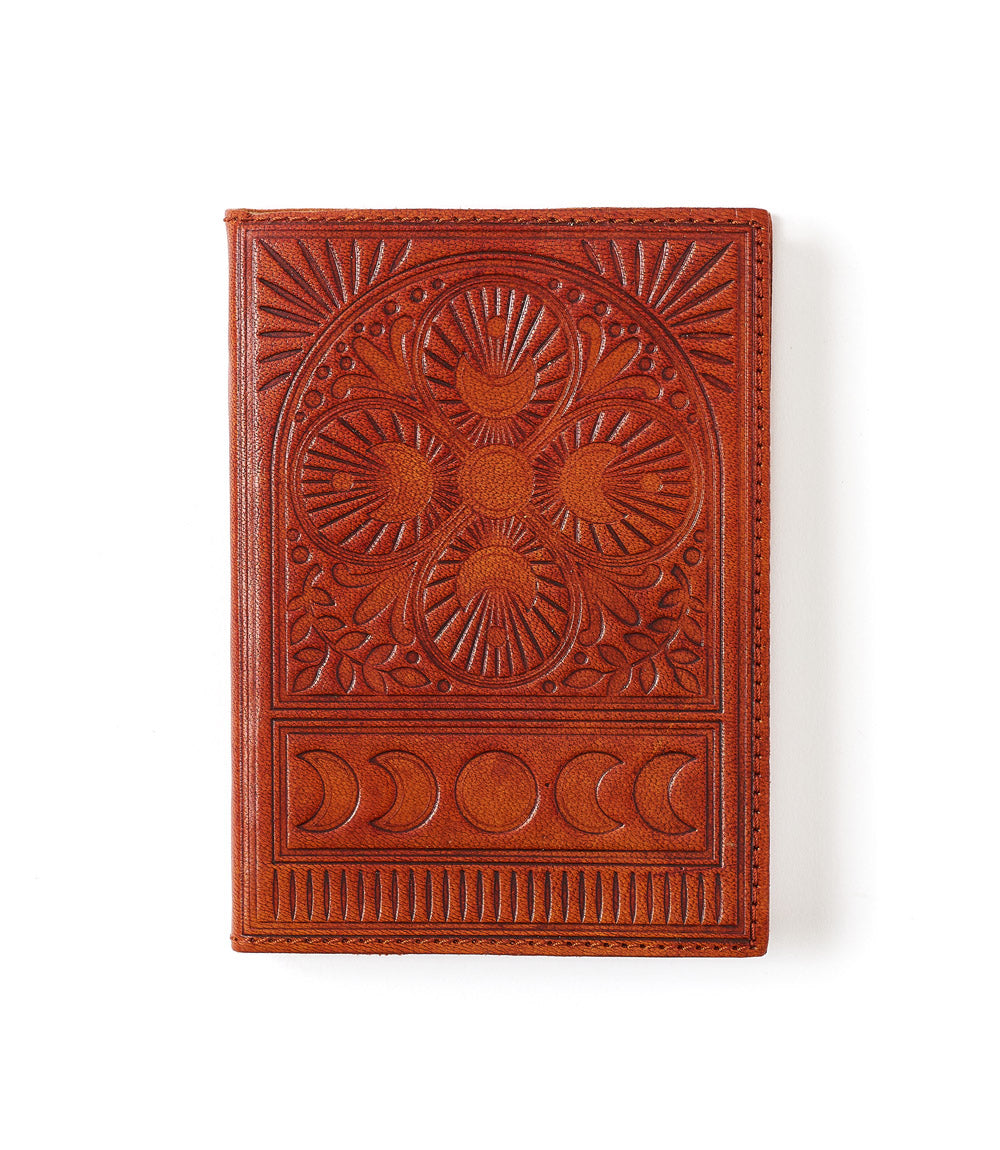 Embossed Brown Leather Moon Phase 5x7 Journal - Refillable Cruelty-Free – Journals