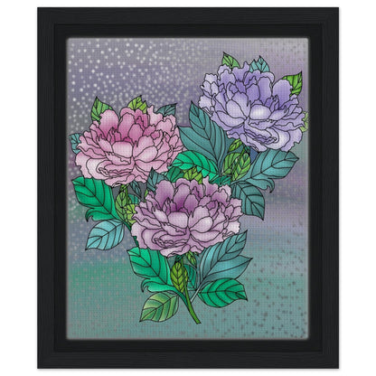 Sparkling Floral Framed Canvas – Muted Elegance for Your Space – Black frame 20x25 cm 8x10″ Canvas Fabric