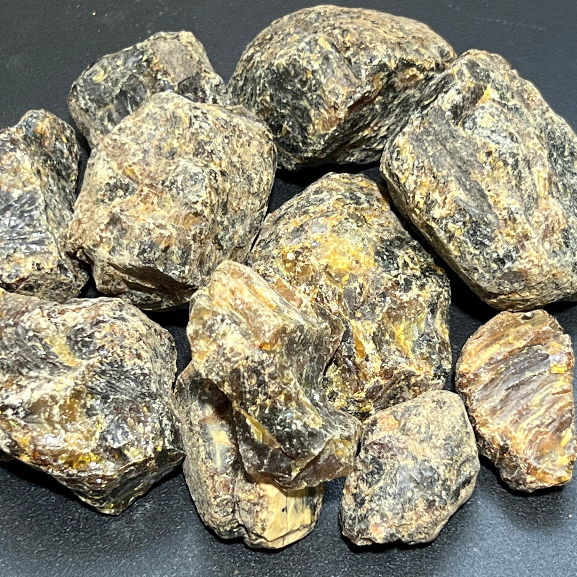 Black Amber Fossilized Tree Resin Mixed Sizes Rough Raw Stones (By The Piece or Pound)(UV Reactive) Wholesale – Home & Living > Home Decor > Home Accents > Rocks & Geodes
