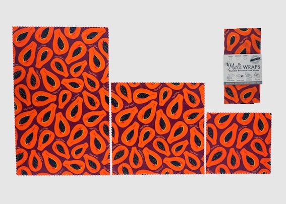 Beeswax Food Wrap - Purple Papaya Print