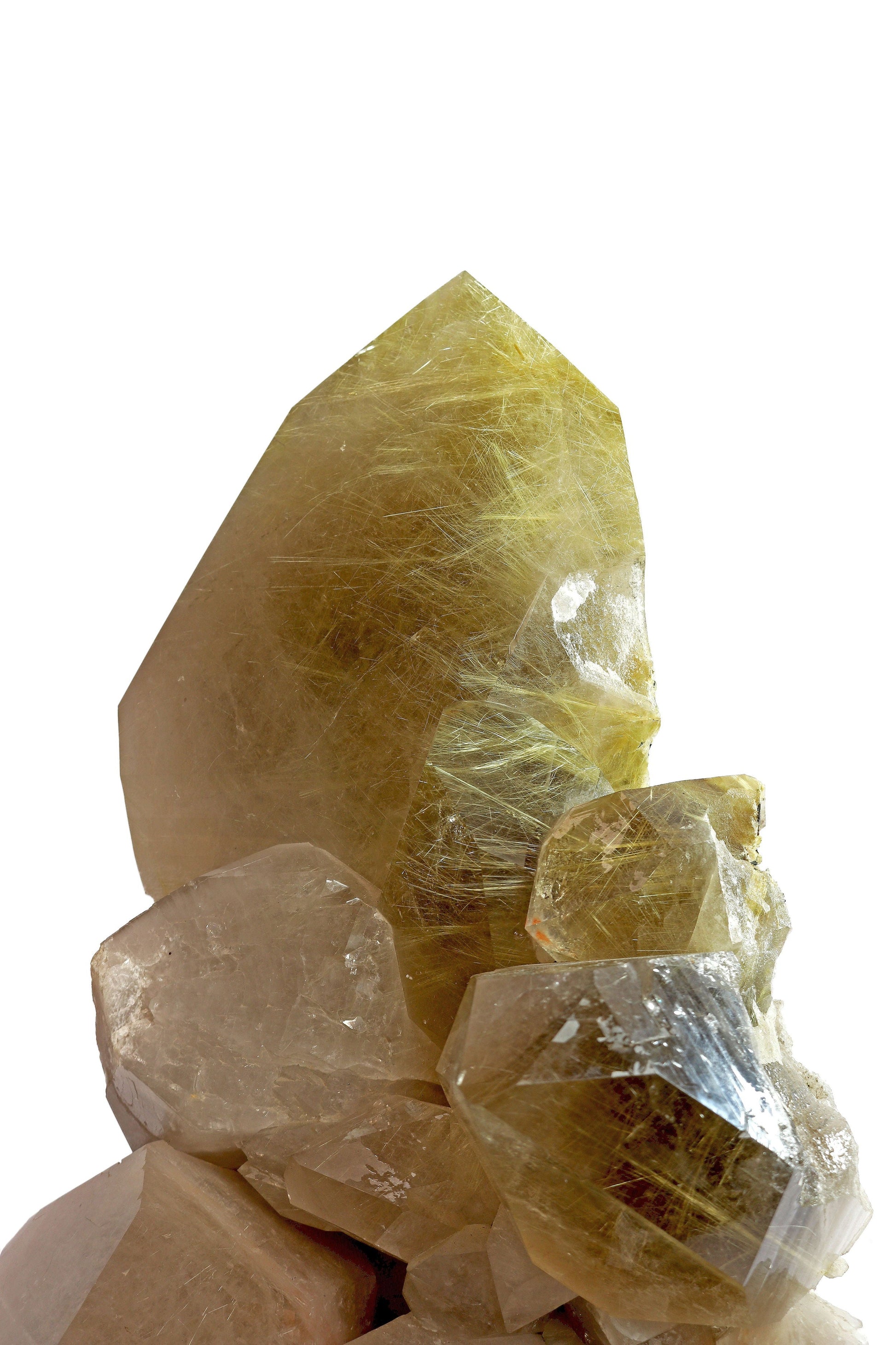 Rutile Quartz Cluster on Rotating Stand - Natural Crystal Decor – Crystal Decor