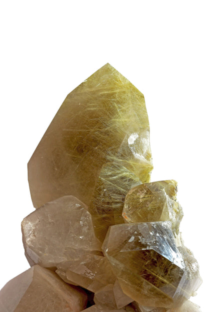 Rutile Quartz Cluster on Rotating Stand - Natural Crystal Decor – Crystal Decor