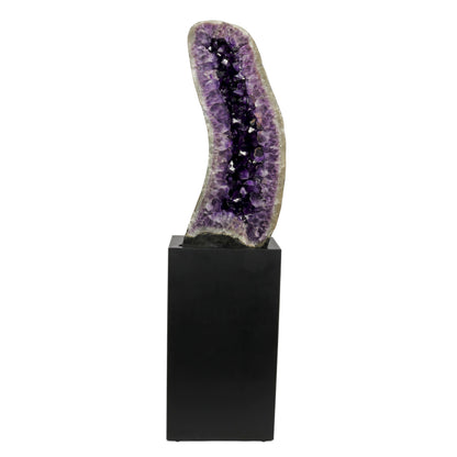Amethyst Cathedral on Cut-out Pedestal - Fully Polished Agate Back with Curve to the Left –