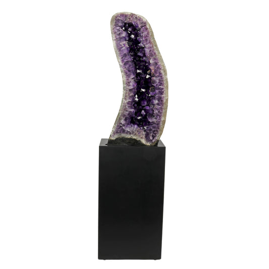 Amethyst Cathedral on Cut-out Pedestal - Fully Polished Agate Back with Curve to the Left –