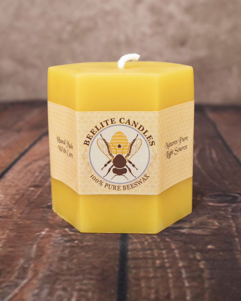 Hexagon Pillar Candles – 3"x3" Natural Yellow Geometric