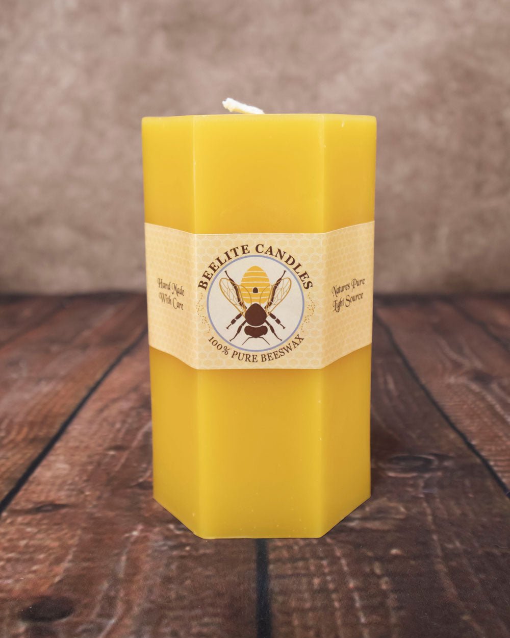 Hexagon Pillar Candles – 3"x6" Natural Yellow Geometric