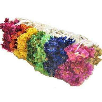 7 Chakra Rainbow Mullein & White Sage Smudge Stick (4 in.) – Smudge Sticks