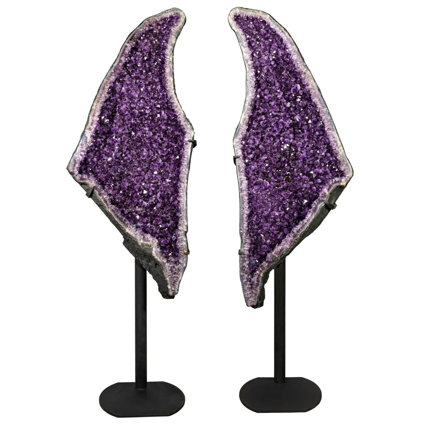 Large Amethyst Geode Pair on Custom Stands - Cathedral Crystals – Crystals & Minerals