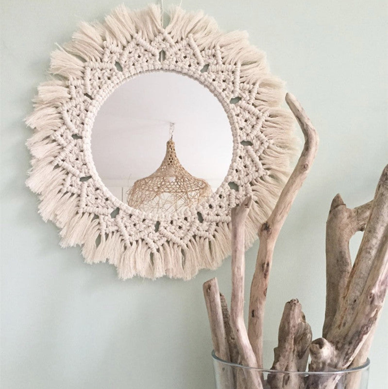 Sunflower Macrame Mirror, Handmade Tapestry Decor