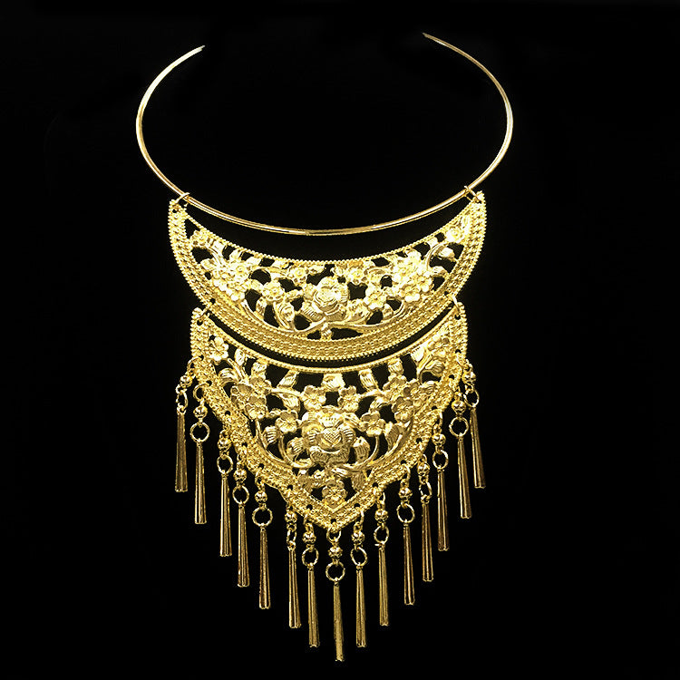 Thai Retro Bohemian Collar Necklace — Ethnic Auspicious Pattern | Gold, Silver, Ancient Silver