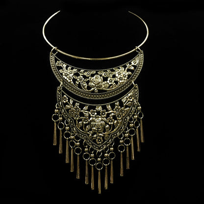 Thai Retro Bohemian Collar Necklace — Ethnic Auspicious Pattern | Gold, Silver, Ancient Silver
