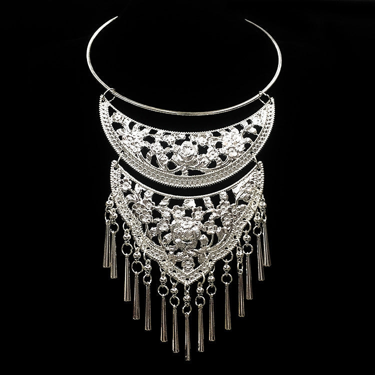Thai Retro Bohemian Collar Necklace — Ethnic Auspicious Pattern | Gold, Silver, Ancient Silver