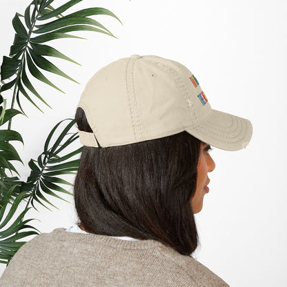 Bespattered Facade "Rainbow Is the New Black" Colorful Embroidered Distressed Dad Hat