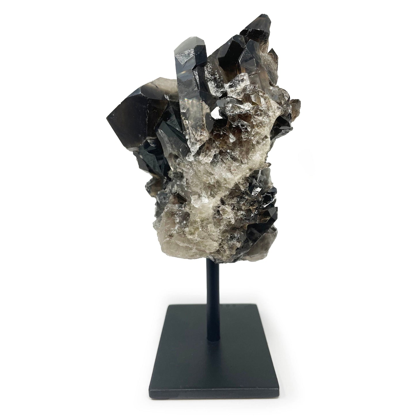 Smoky Quartz Cluster on Post Stand – Natural Crystal Display –